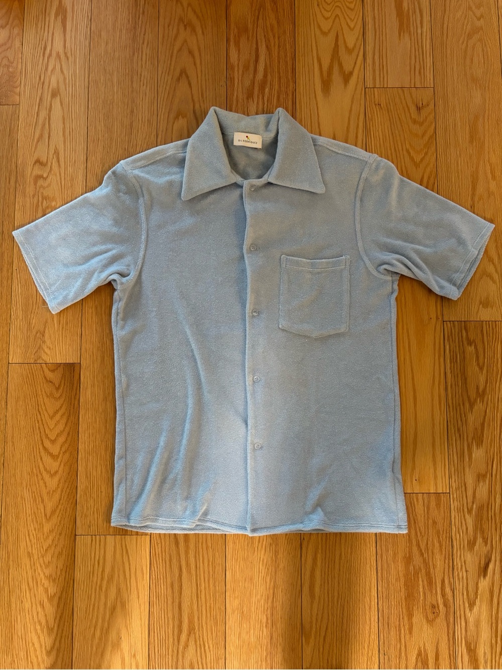 Light Blue Terry Cloth Button Down Shirt